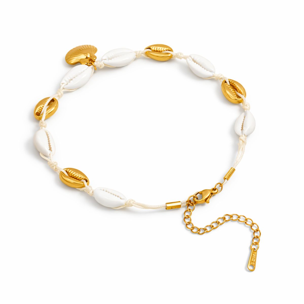 MIXED SHELL CHAIN ANKLET