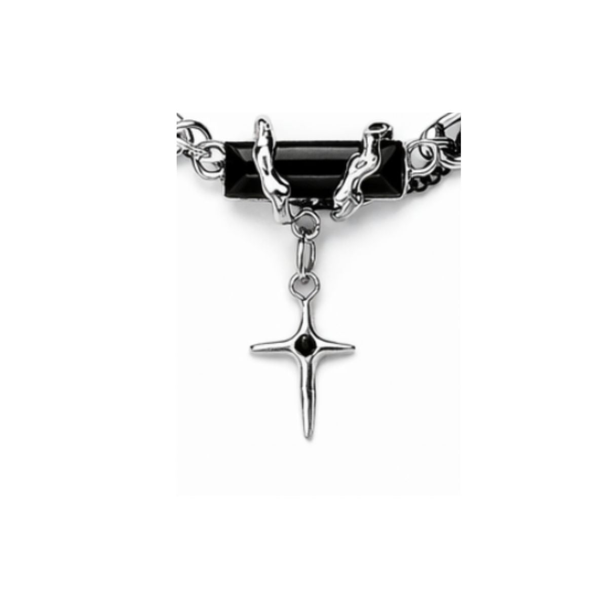 BLACK CROSS LINK NECKLACE