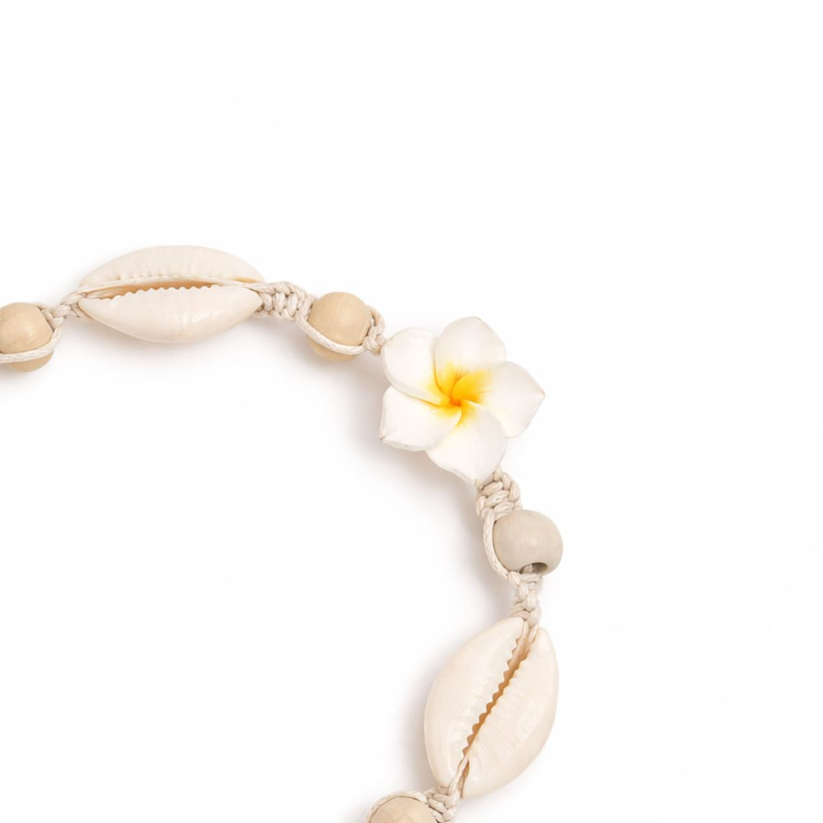 White Flower Beaded Shell Anklet