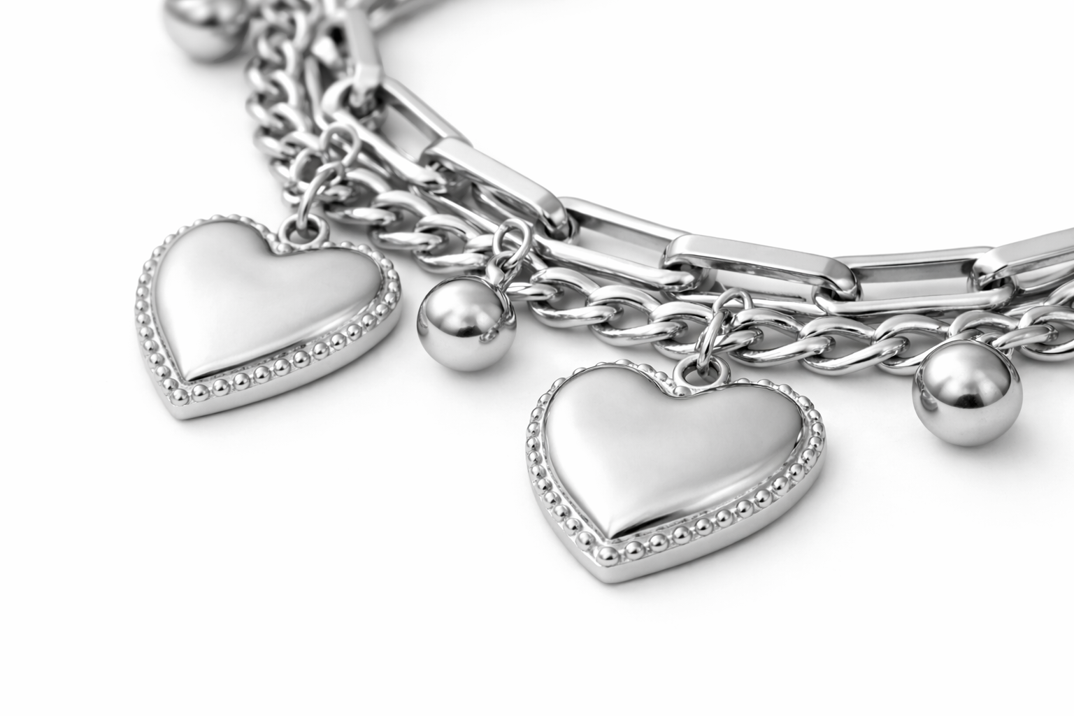 Layered Heart Charm Bracelet