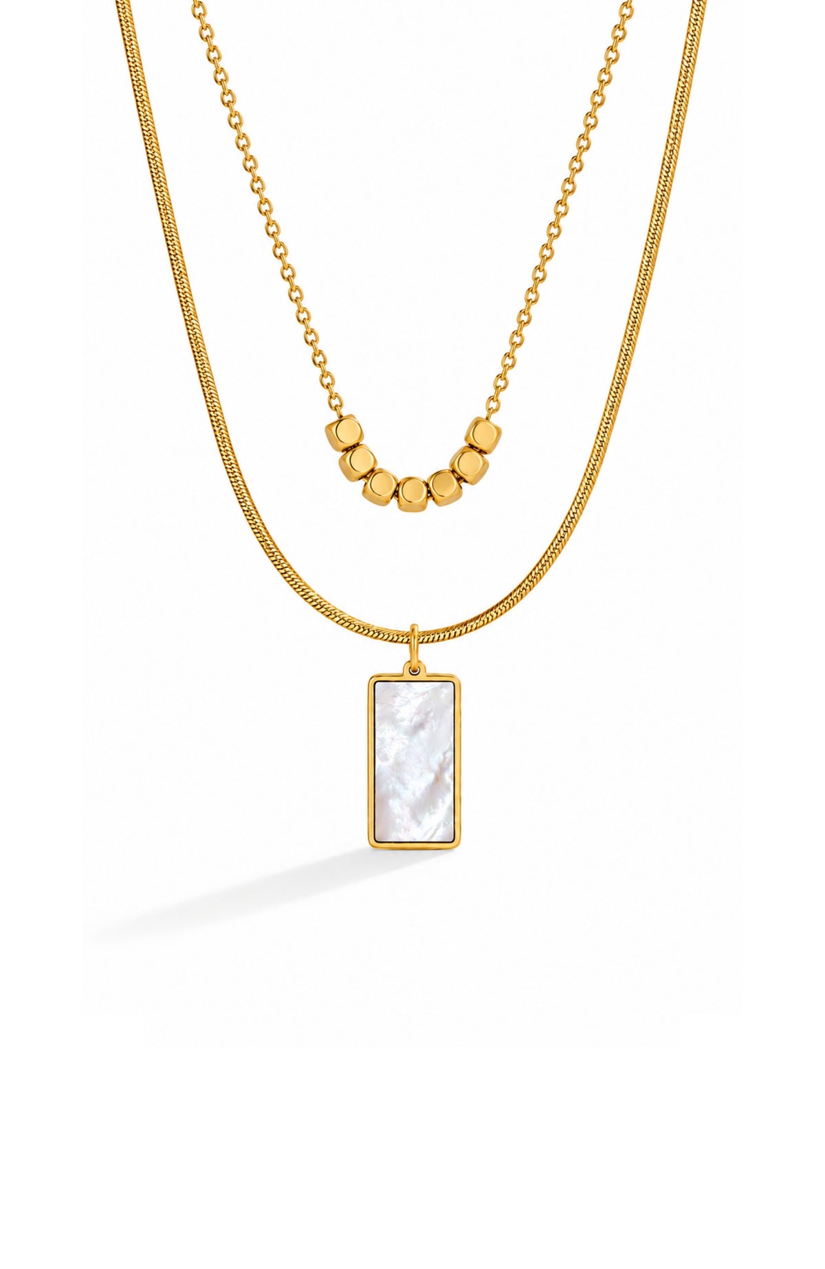 Layered White Pendant Necklace