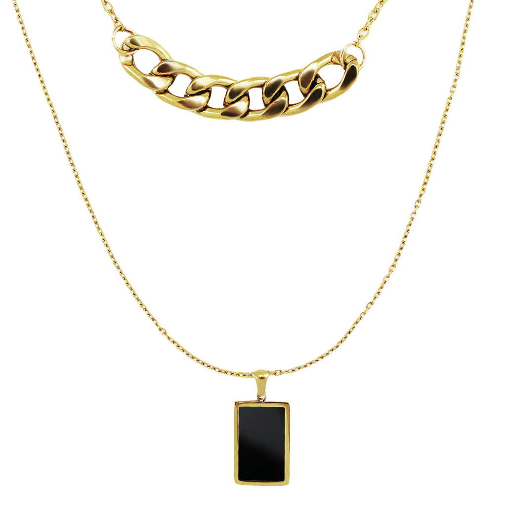 Black Agate Layered Necklace