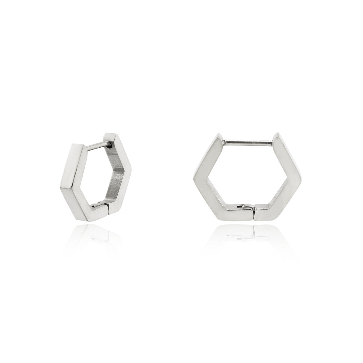 Stainless steel Hexagon-Shaped Huggie Earring