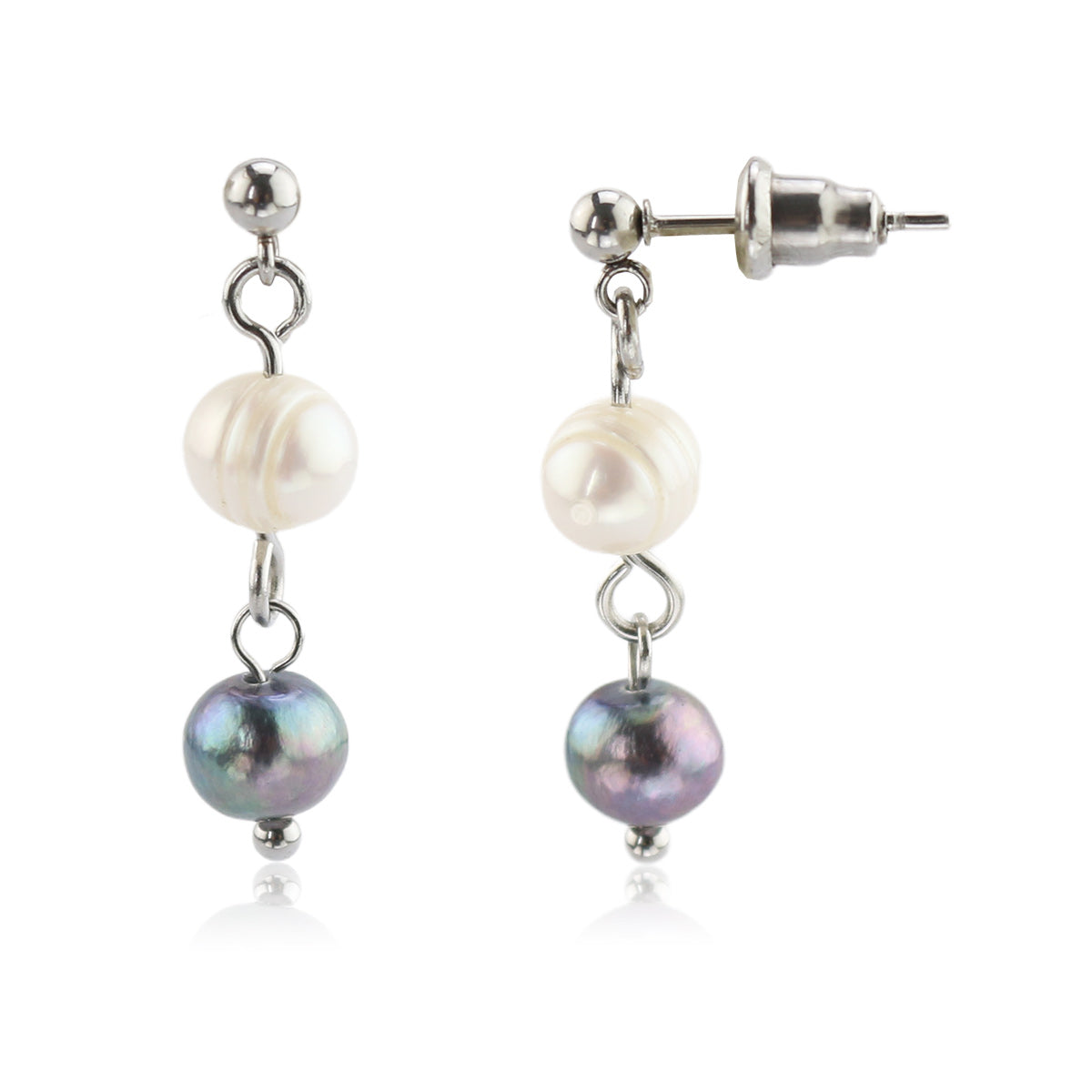 Two-Tone Pearl Dangle Earrings