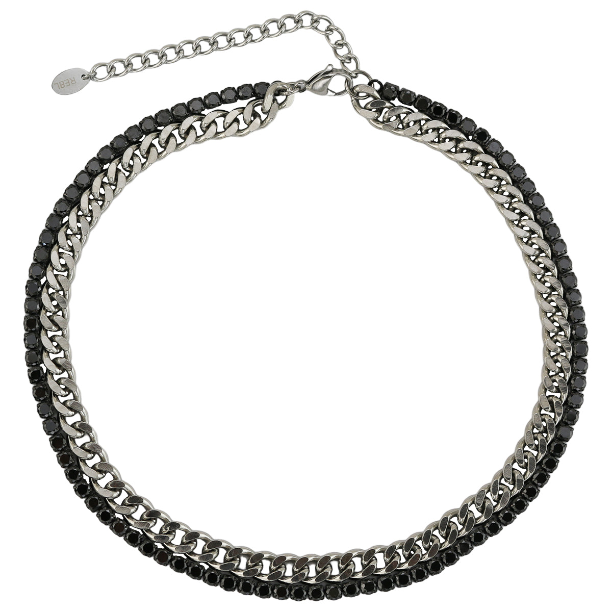 CZ and Stainless Steel Chain Necklace Set