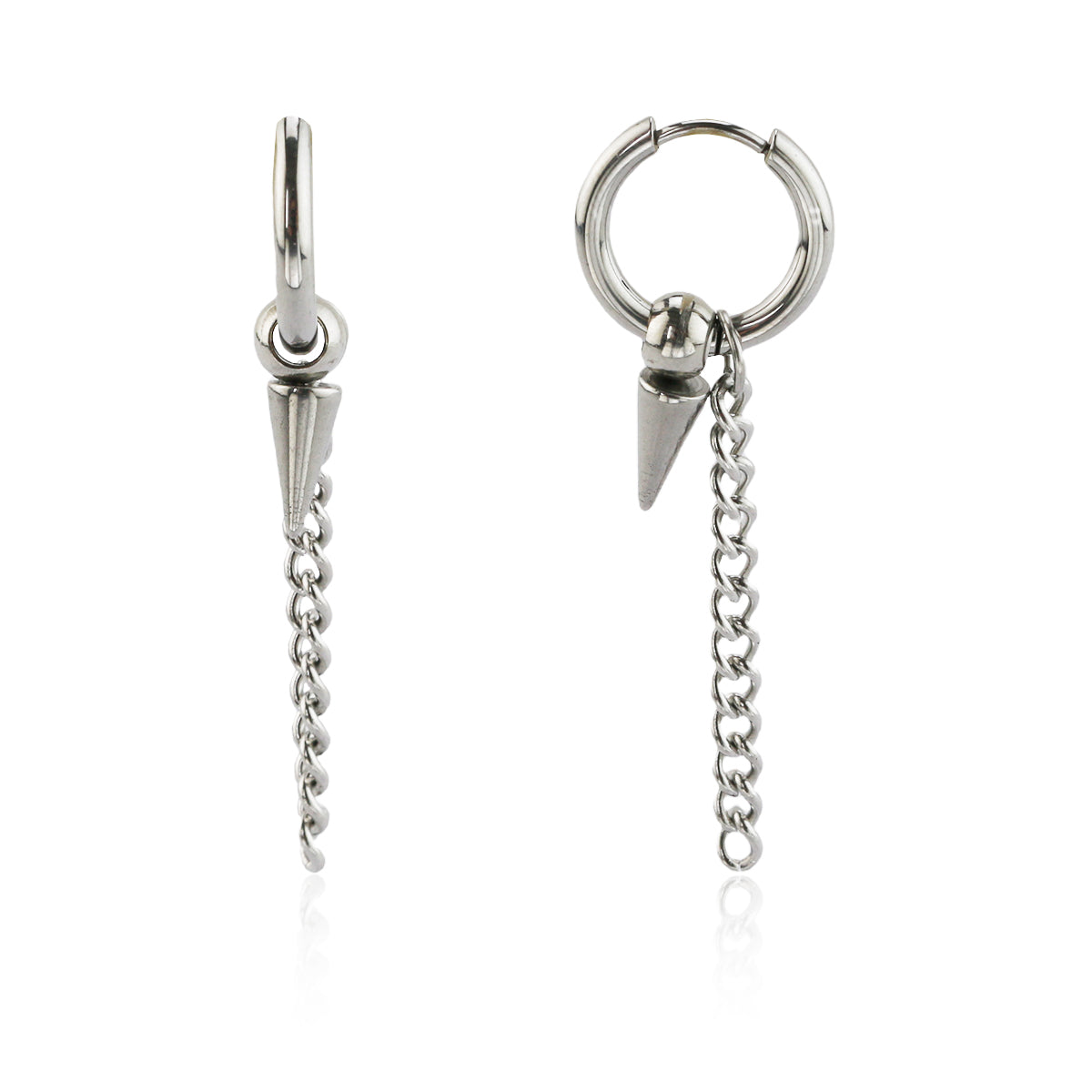 Stainless Steel Spike and Chain Earrings