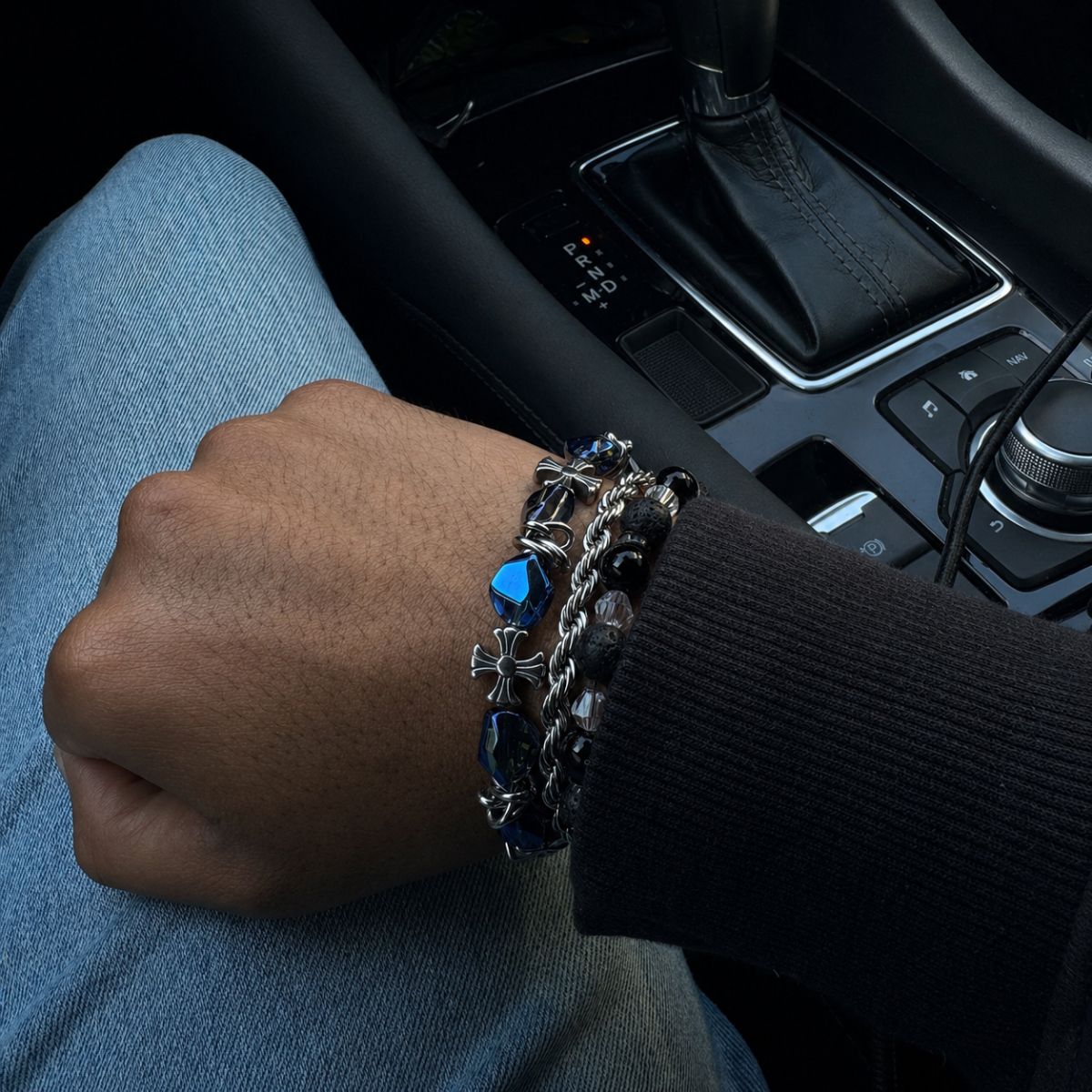 Aurora Blue Glass Stretch Bracelet