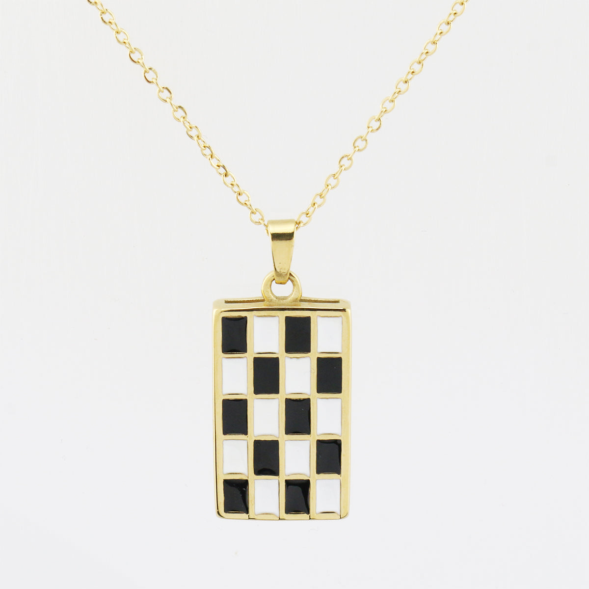 Bay Enamel Checker Necklace