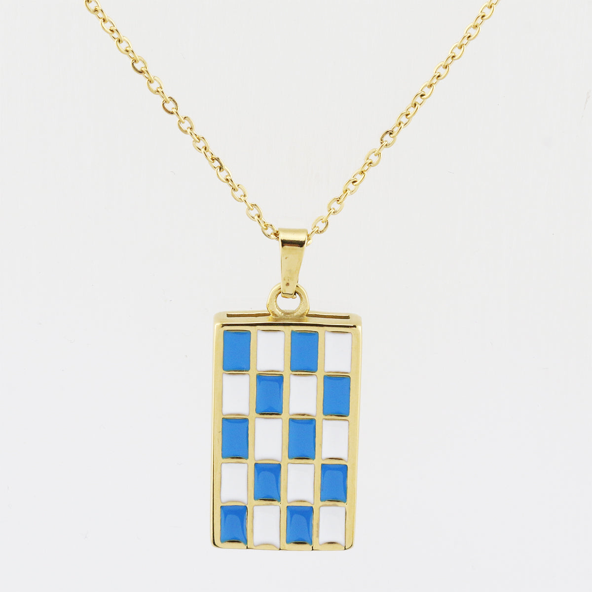 Bay Enamel Checker Necklace