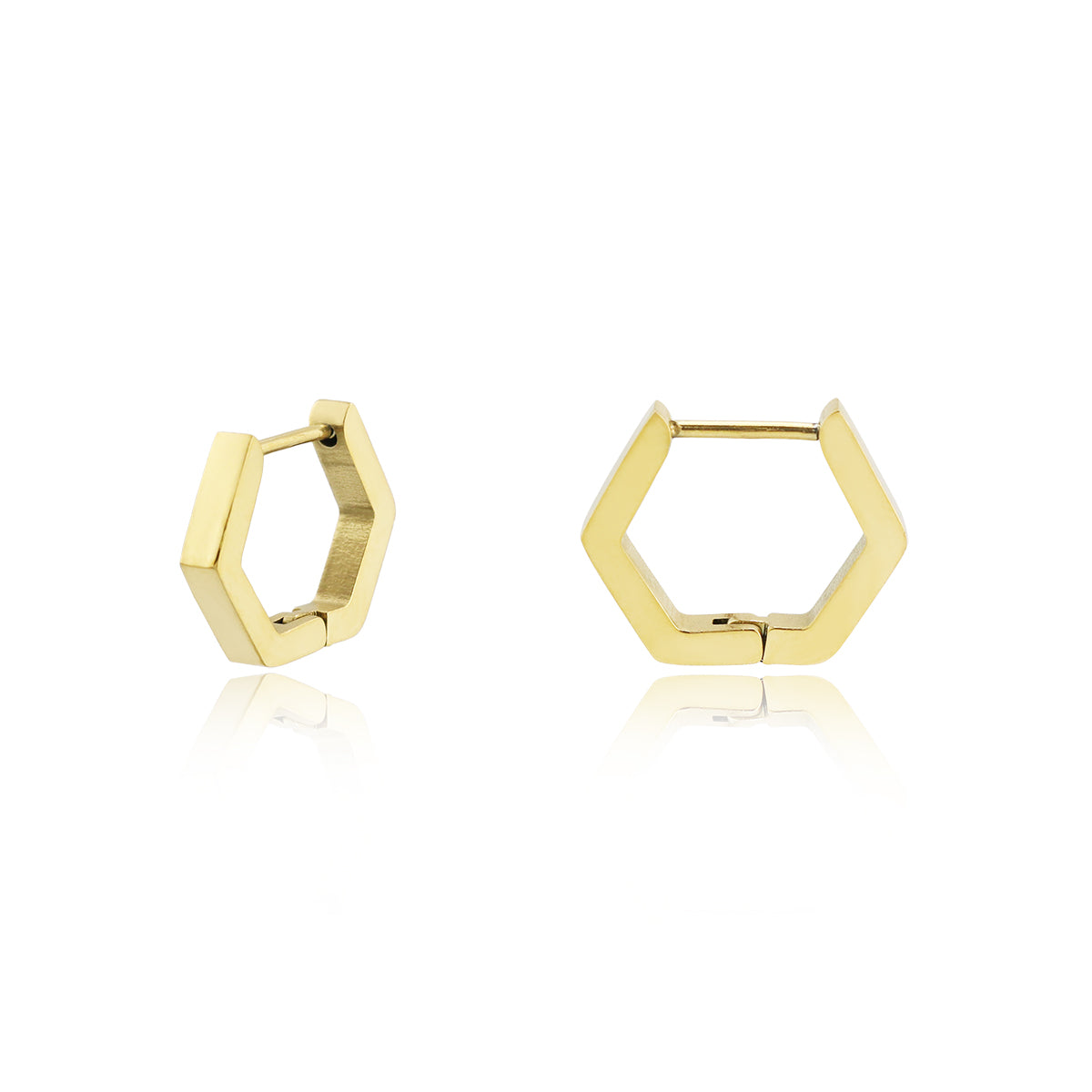 Stainless steel Hexagon-Shaped Huggie Earring