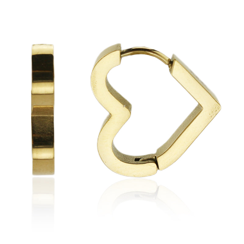 Heart-Shaped Stainless Steel Huggie Earrings