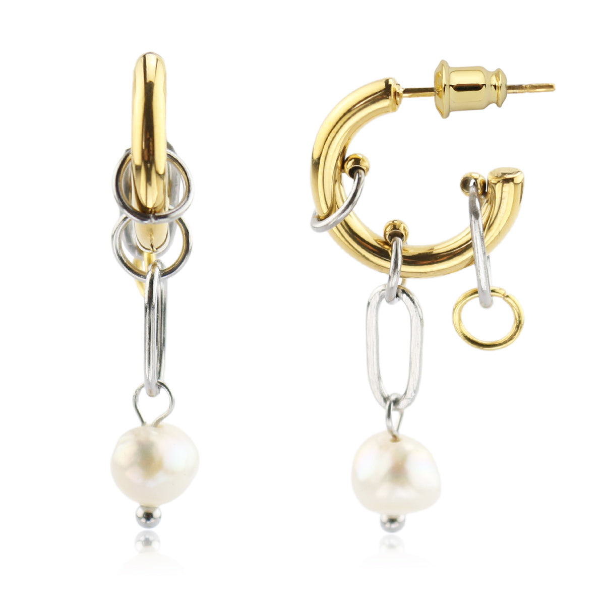 Nova Earrings Stainless Steel with Pearl