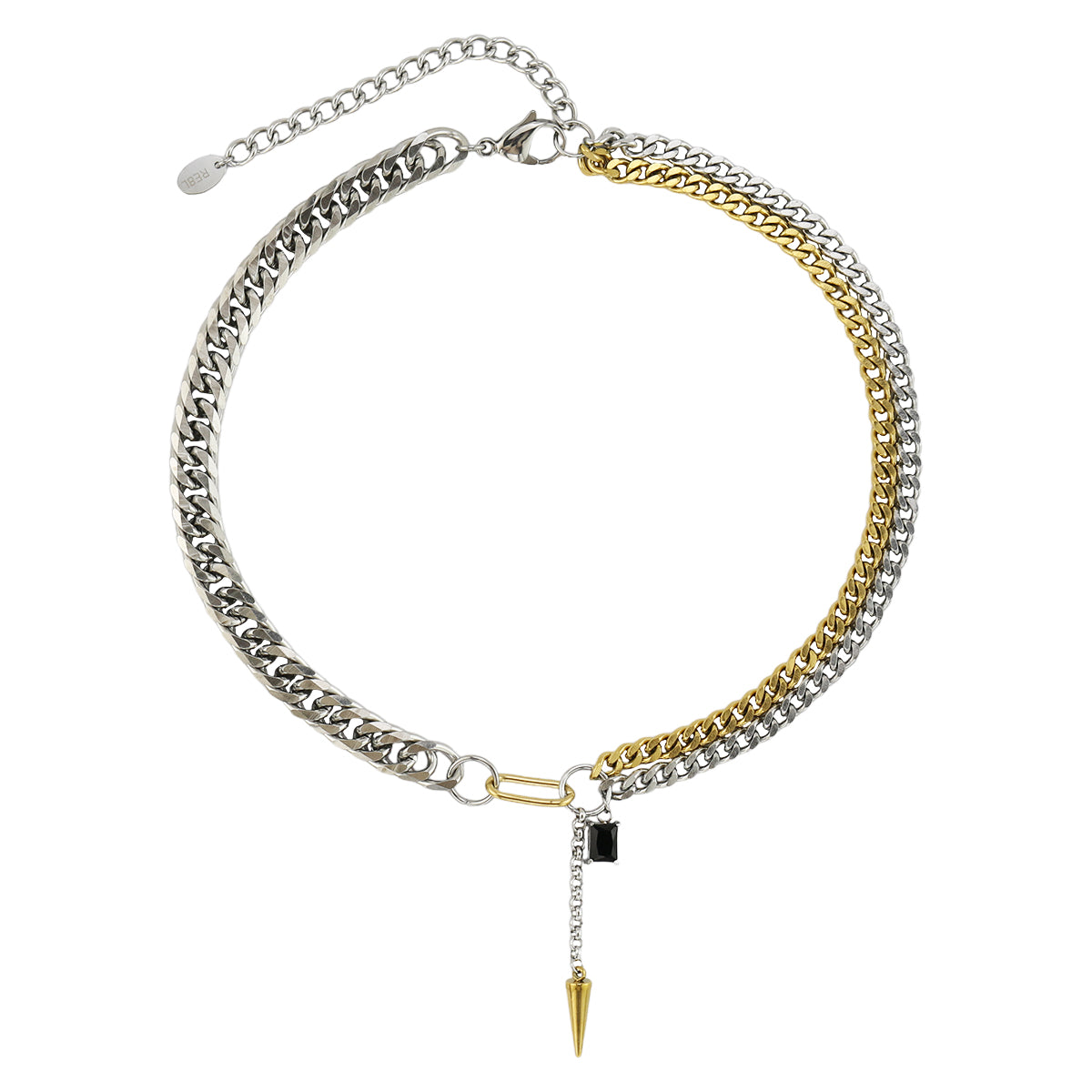 Mixed Metal and Spike Dangle Necklace in Stainless Steel