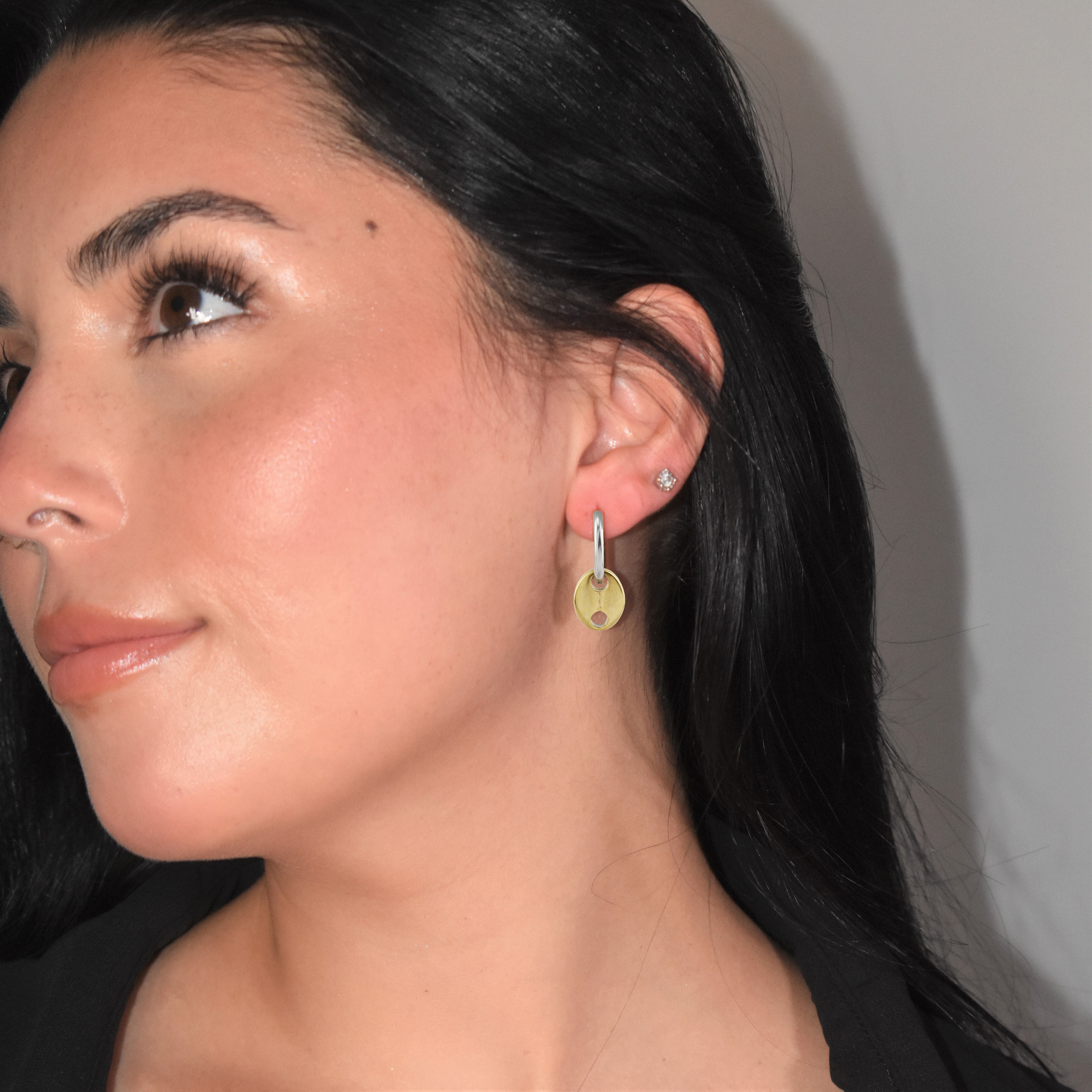 Two-Tone Coffee Bean Earring in Stainless Steel