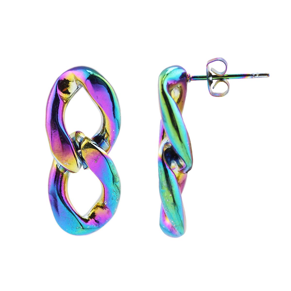 CASS Chain Link Rainbow Plated Earrings