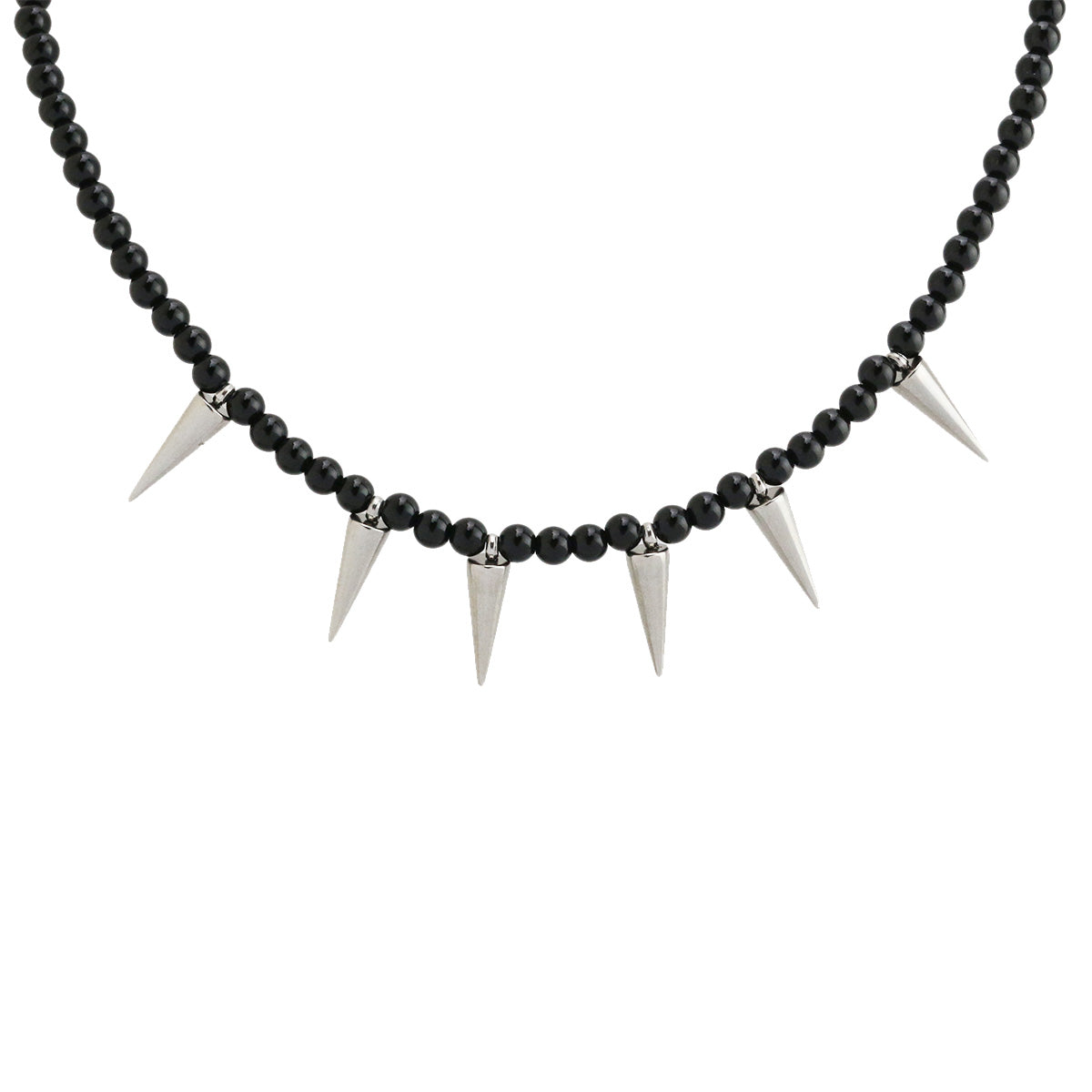 Glass or Stainless Steel Beaded Necklace with Spikes