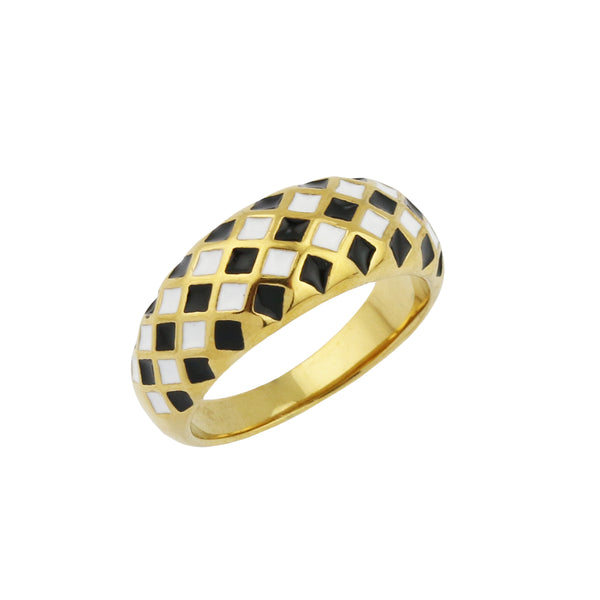 Jan Enamel Checker Ring
