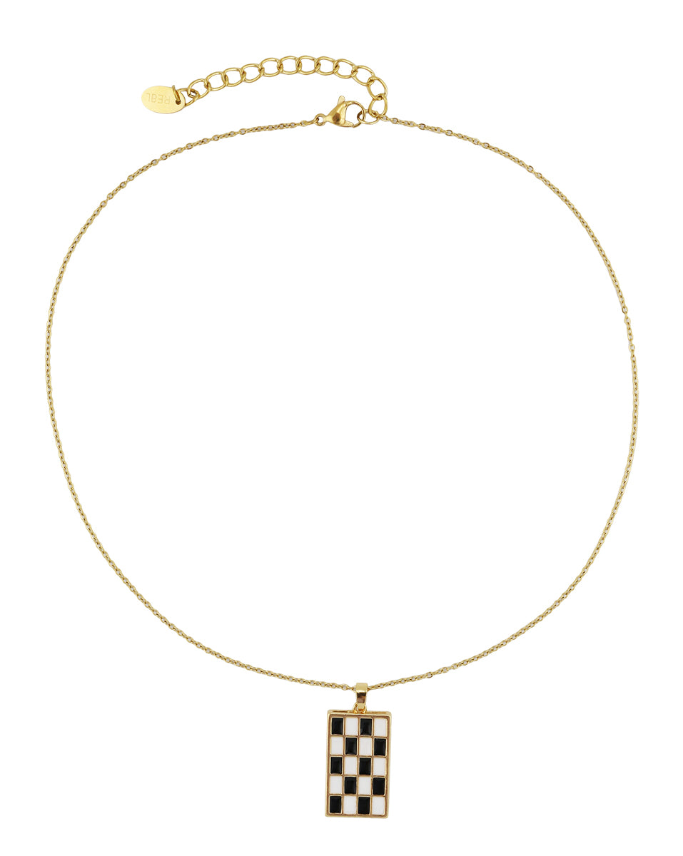 Bay Enamel Checker Necklace