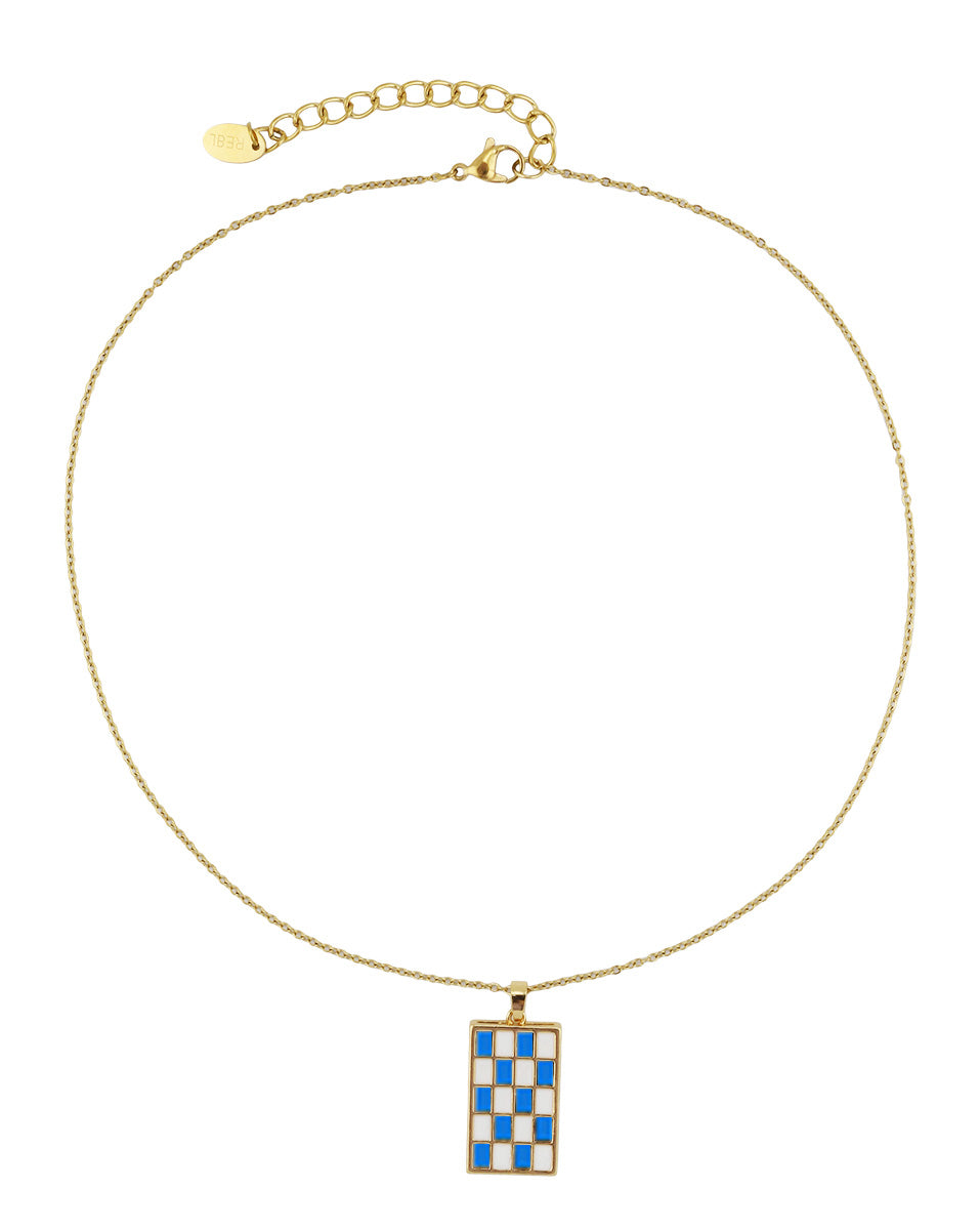 Bay Enamel Checker Necklace