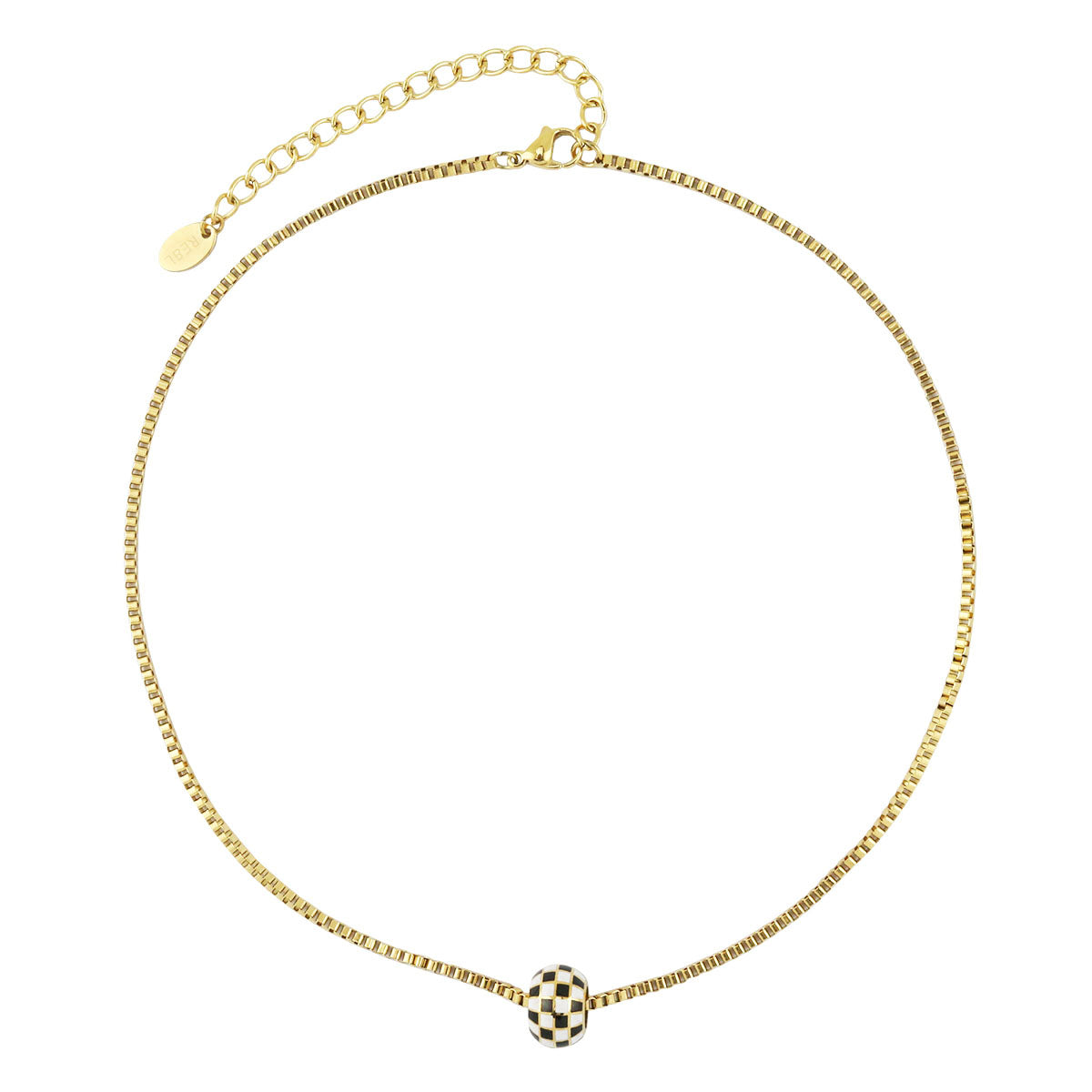 Checkered Enamel Checker Necklace