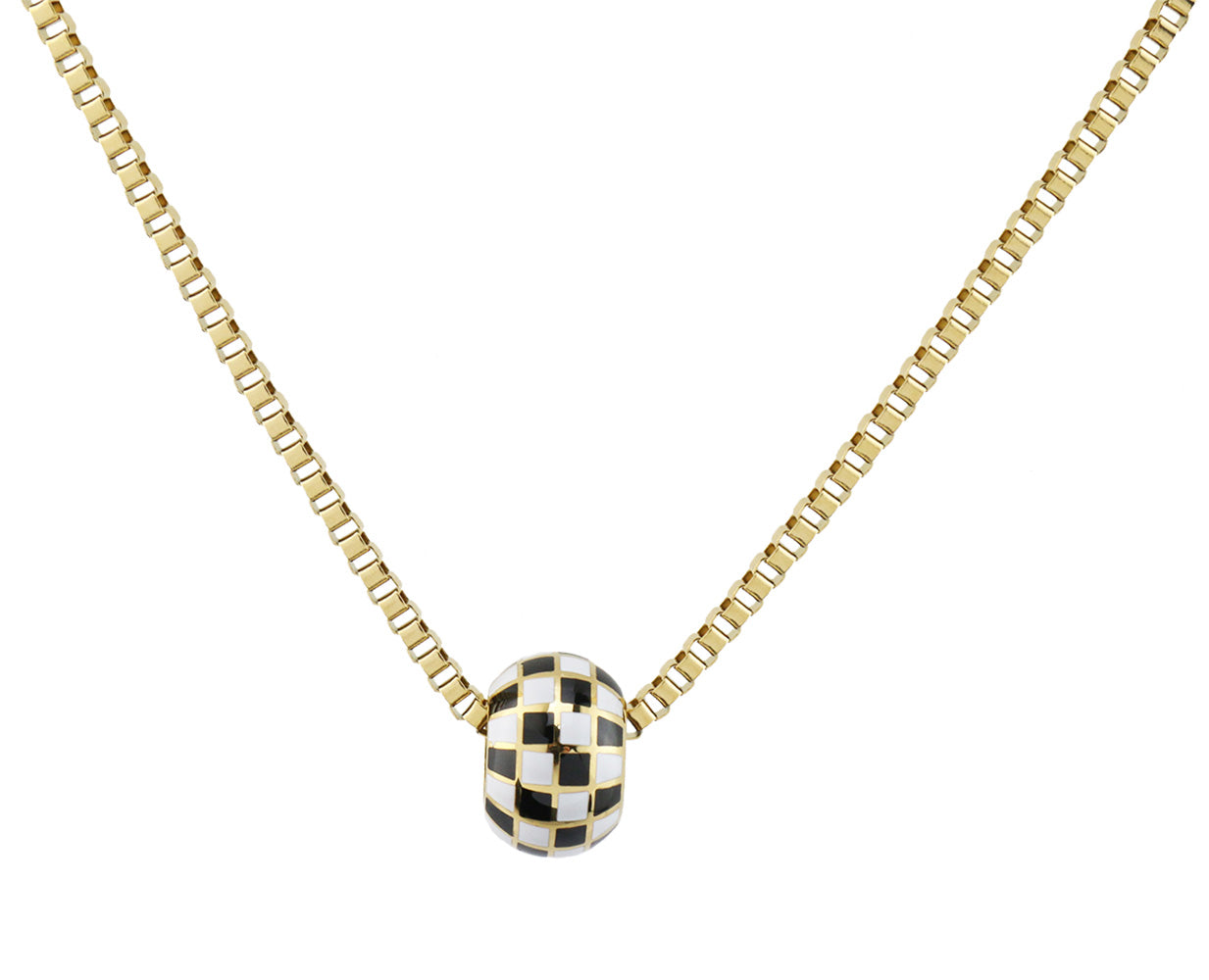 Checkered Enamel Checker Necklace