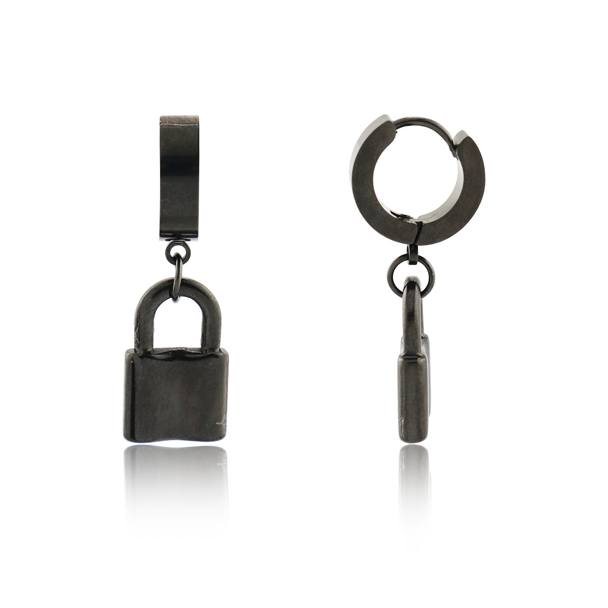 Lock Charm Dangle Huggie Earrings