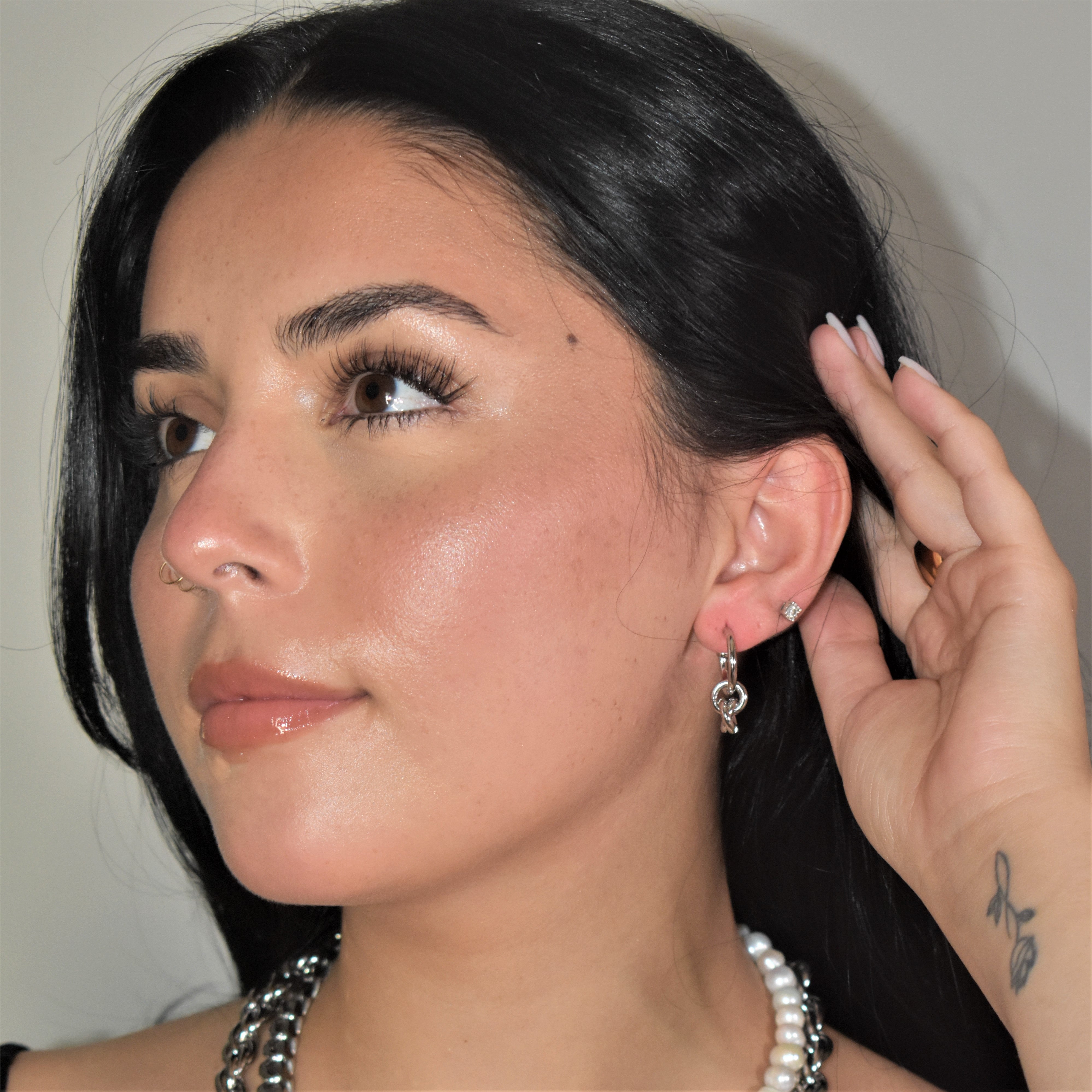 Knot and Chain Mismatch Earrings in Stainless Steel