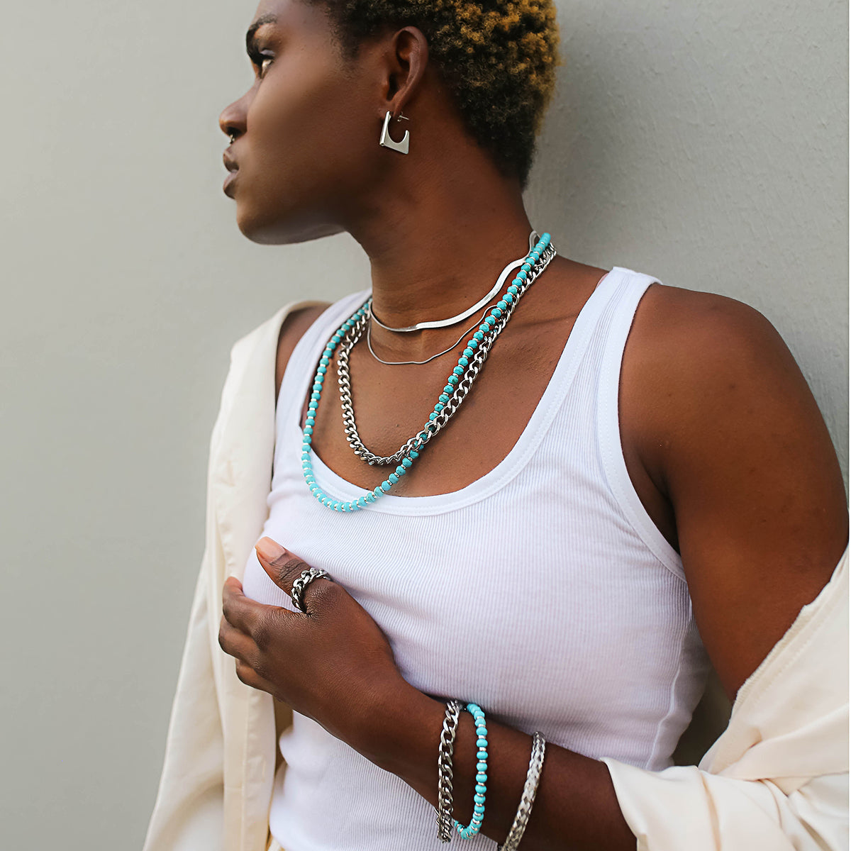 Beaded Necklace With Chain