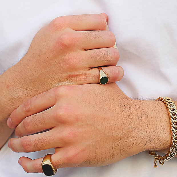 Stainless Steel and Genuine Stone Ring