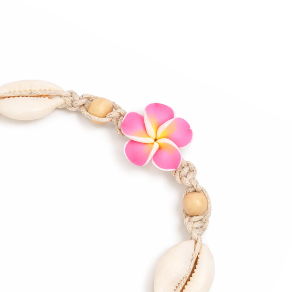 Pink Flower Beaded Shell Anklet