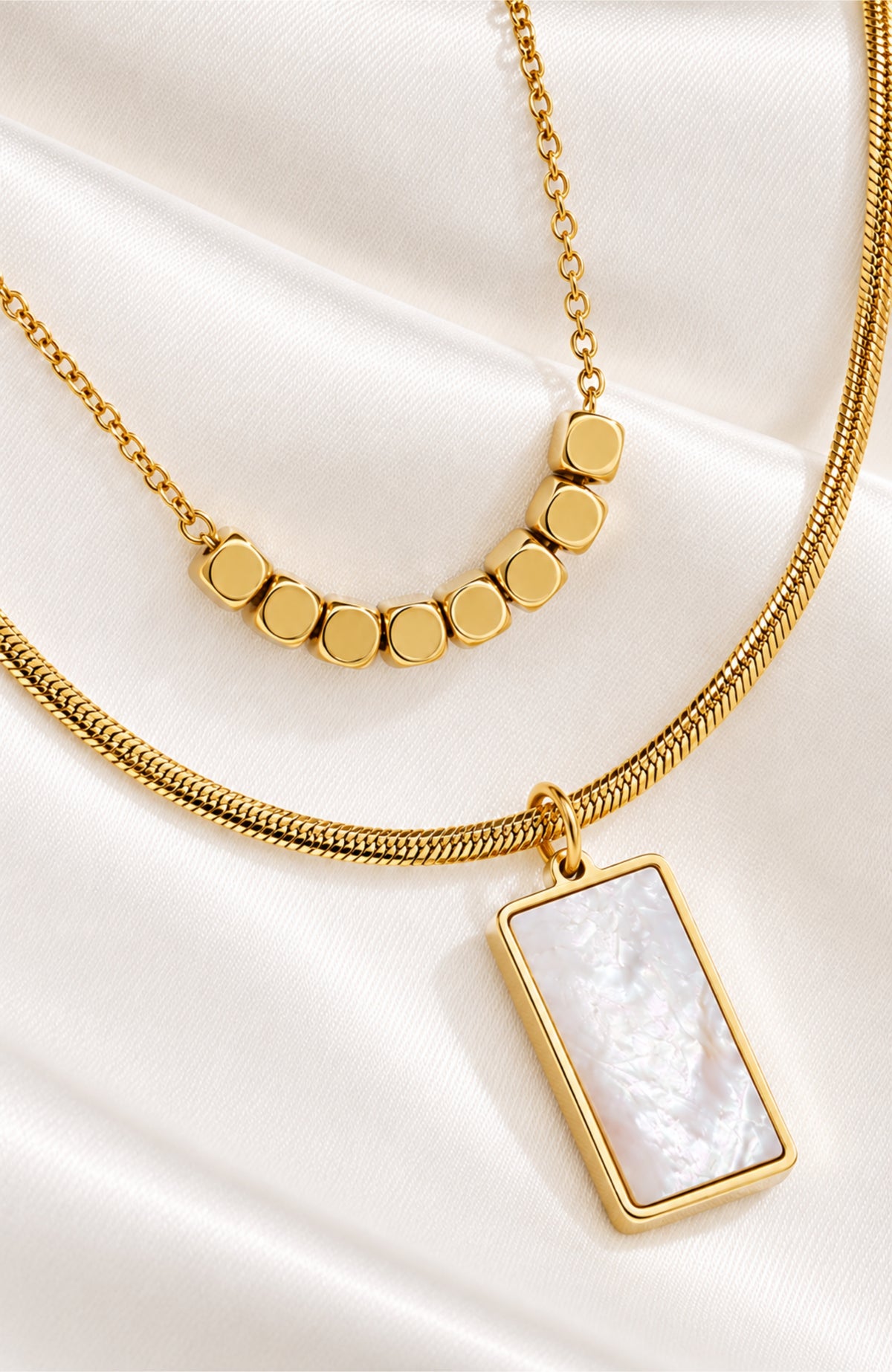 Layered White Pendant Necklace