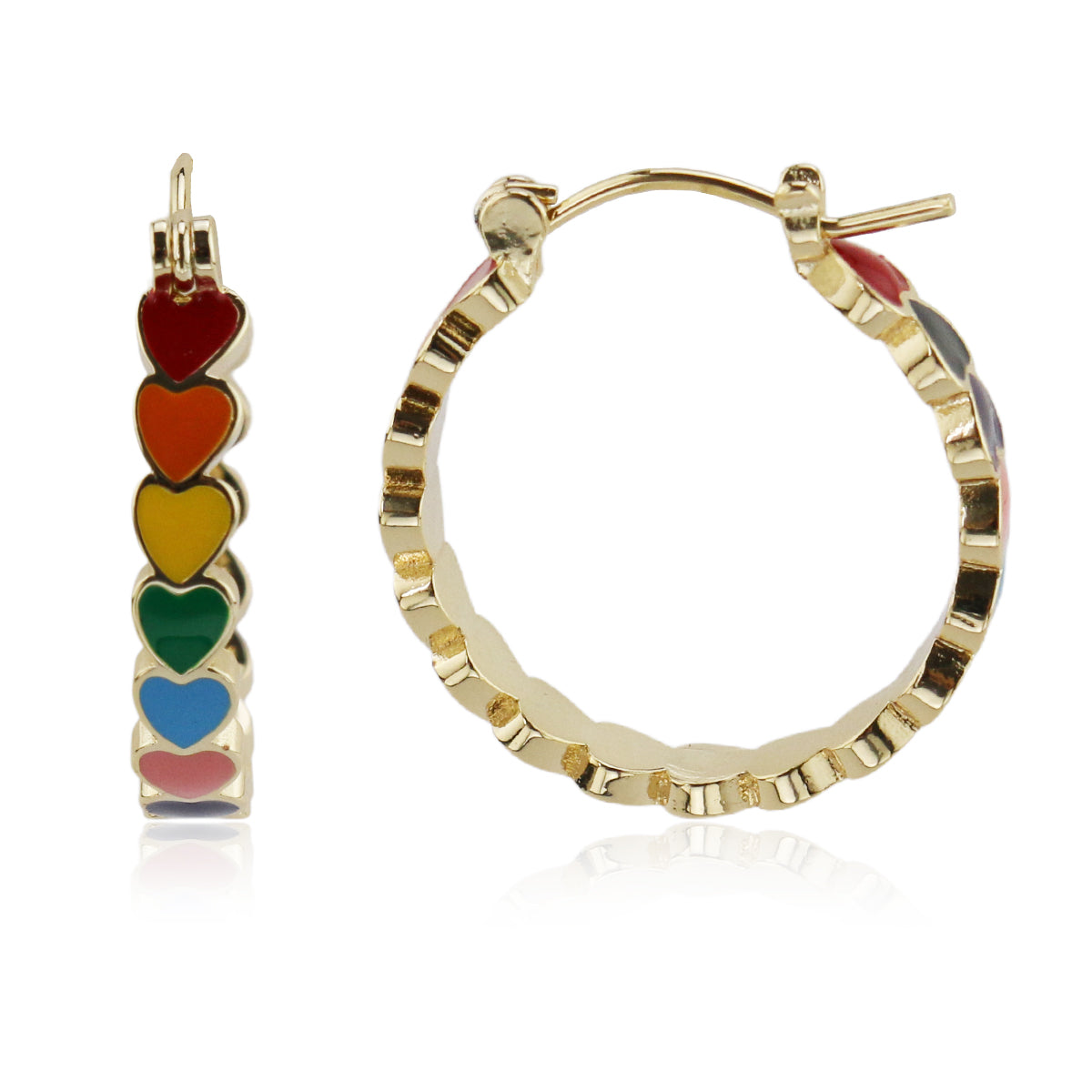 Rainbow Hearts Hoop Earring