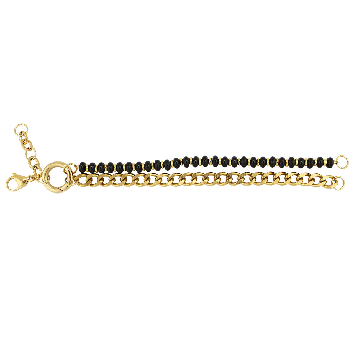 Genuine Stone and Stainless Steel Chain Bracelet