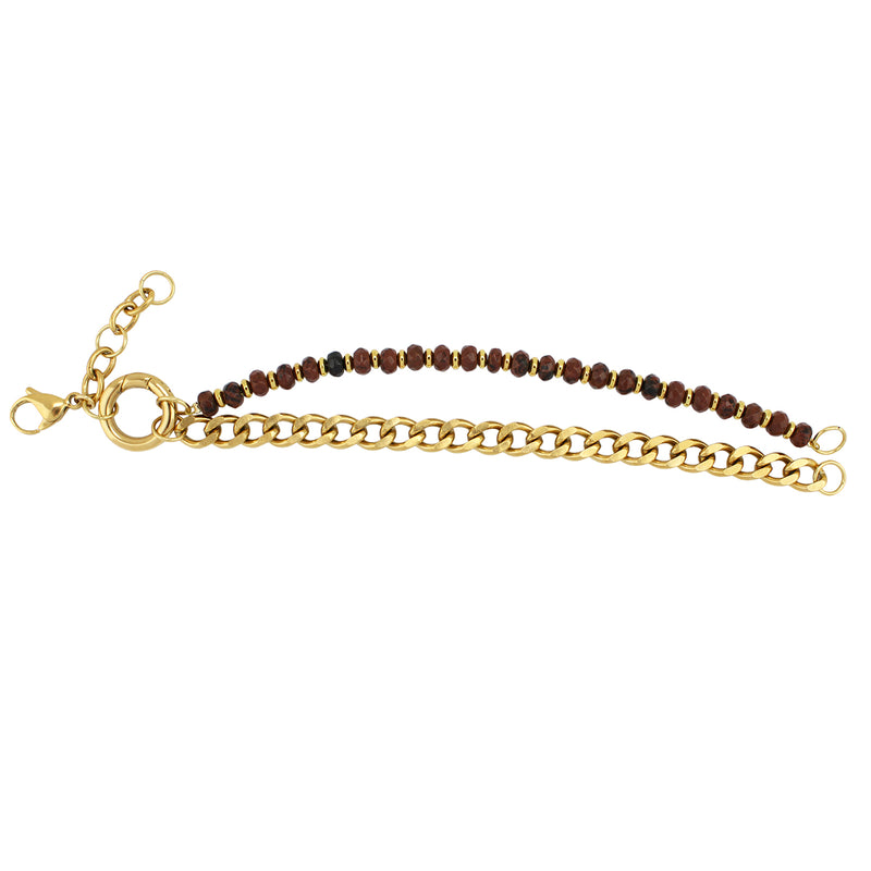 Genuine Stone and Stainless Steel Chain Bracelet