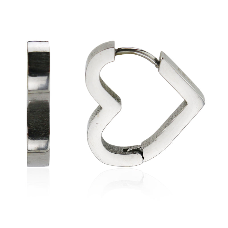 Heart-Shaped Stainless Steel Huggie Earrings