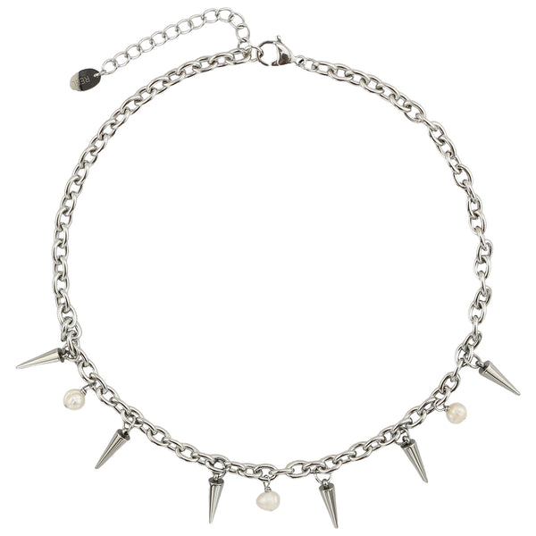 Sage Spike and Pearl Necklace