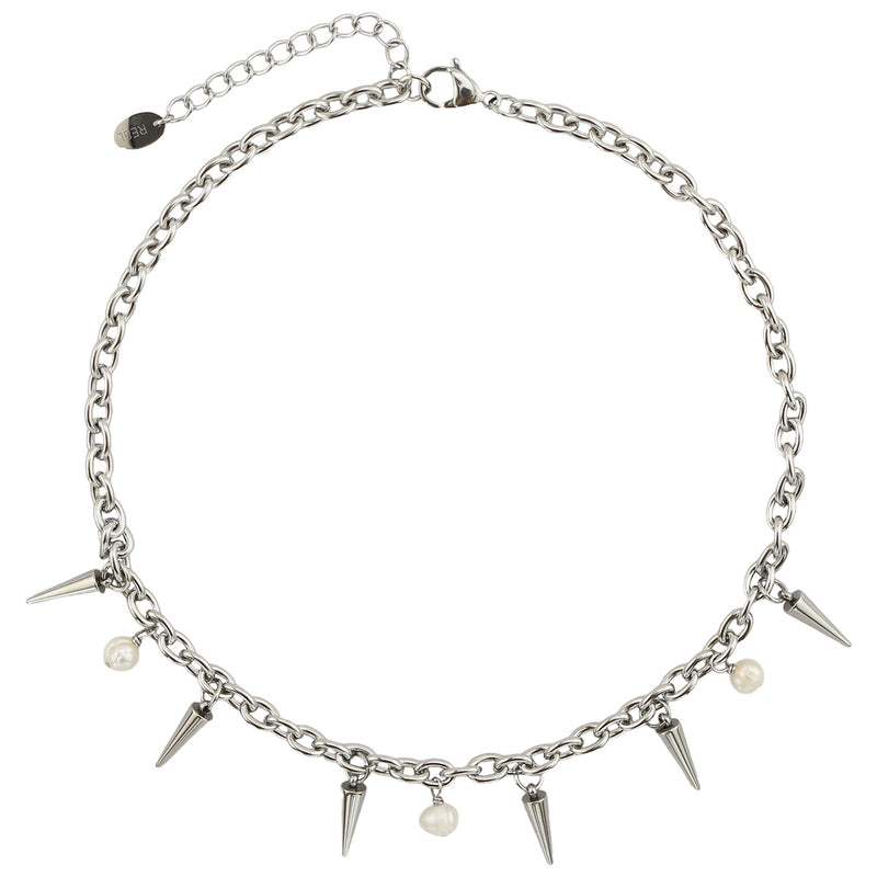 Sage Spike and Pearl Necklace