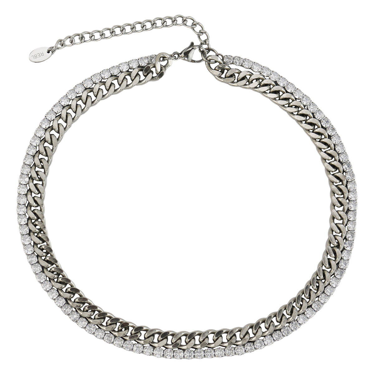 CZ and Stainless Steel Chain Necklace Set