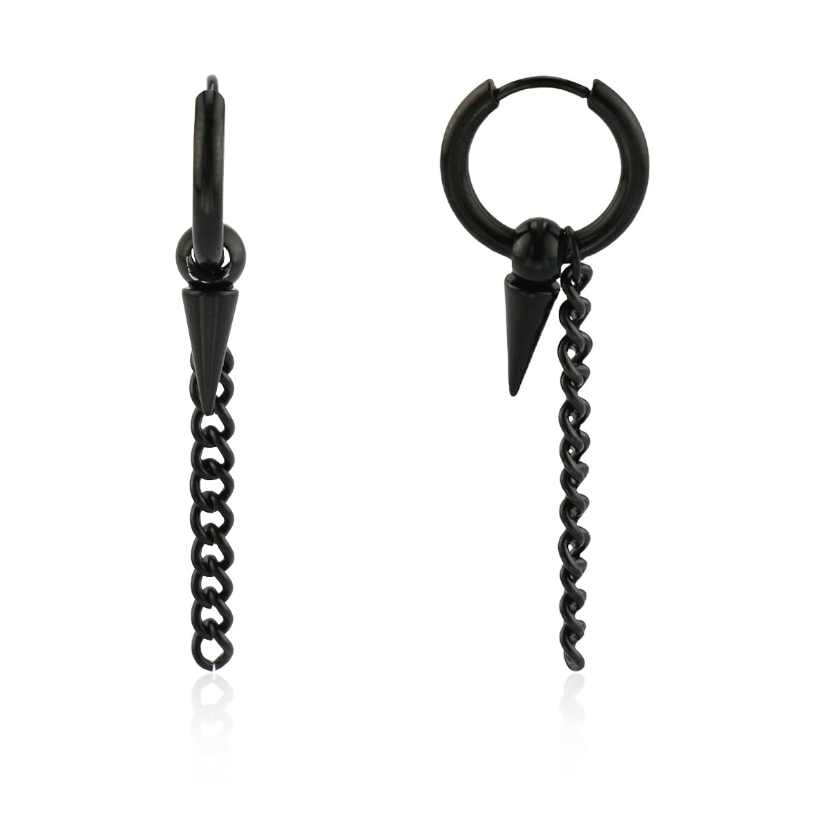 Stainless Steel Spike and Chain Earrings