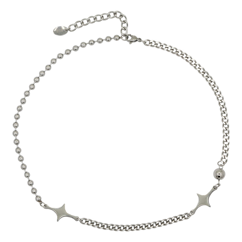 Embellished Stainless Steel Chain Necklace with Star Detail