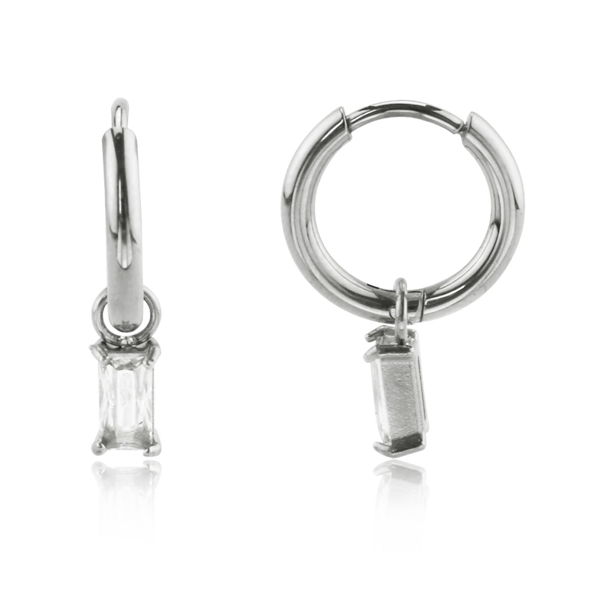 CZ Dangle Stainless Steel Earring
