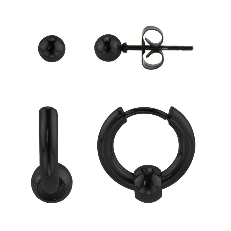 Stainless Steel Earring Set: Huggie and Stud
