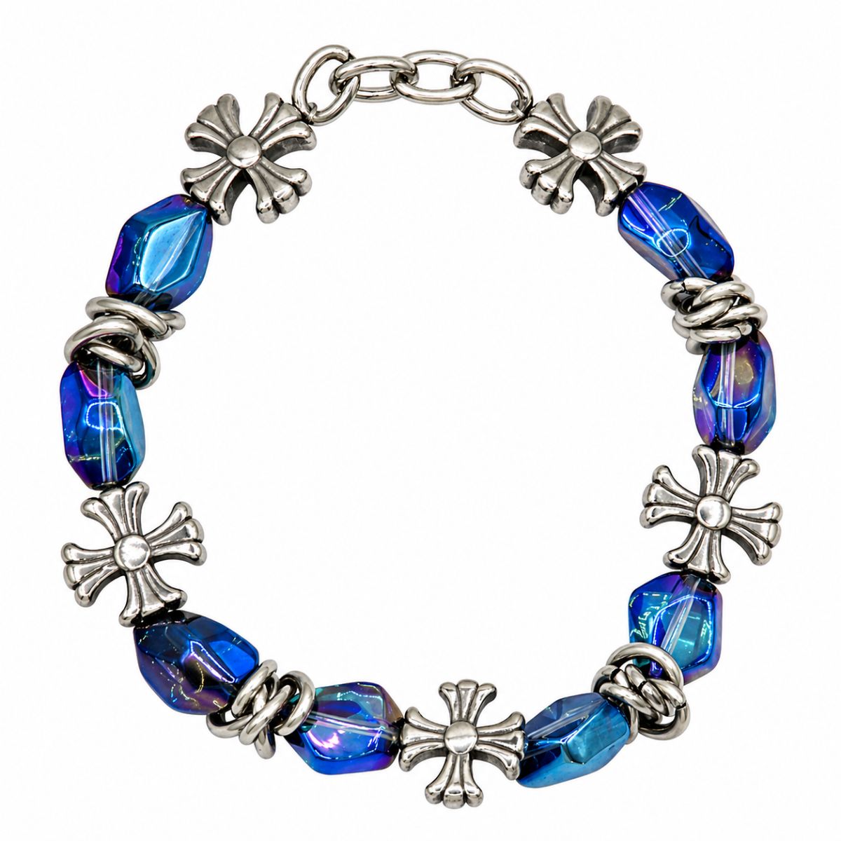 Aurora Blue Glass Stretch Bracelet