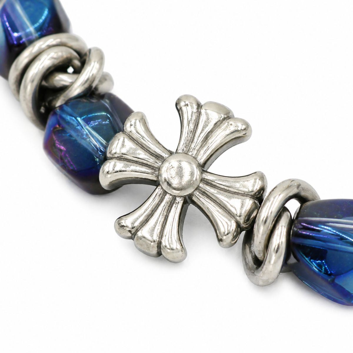 Aurora Blue Glass Stretch Bracelet