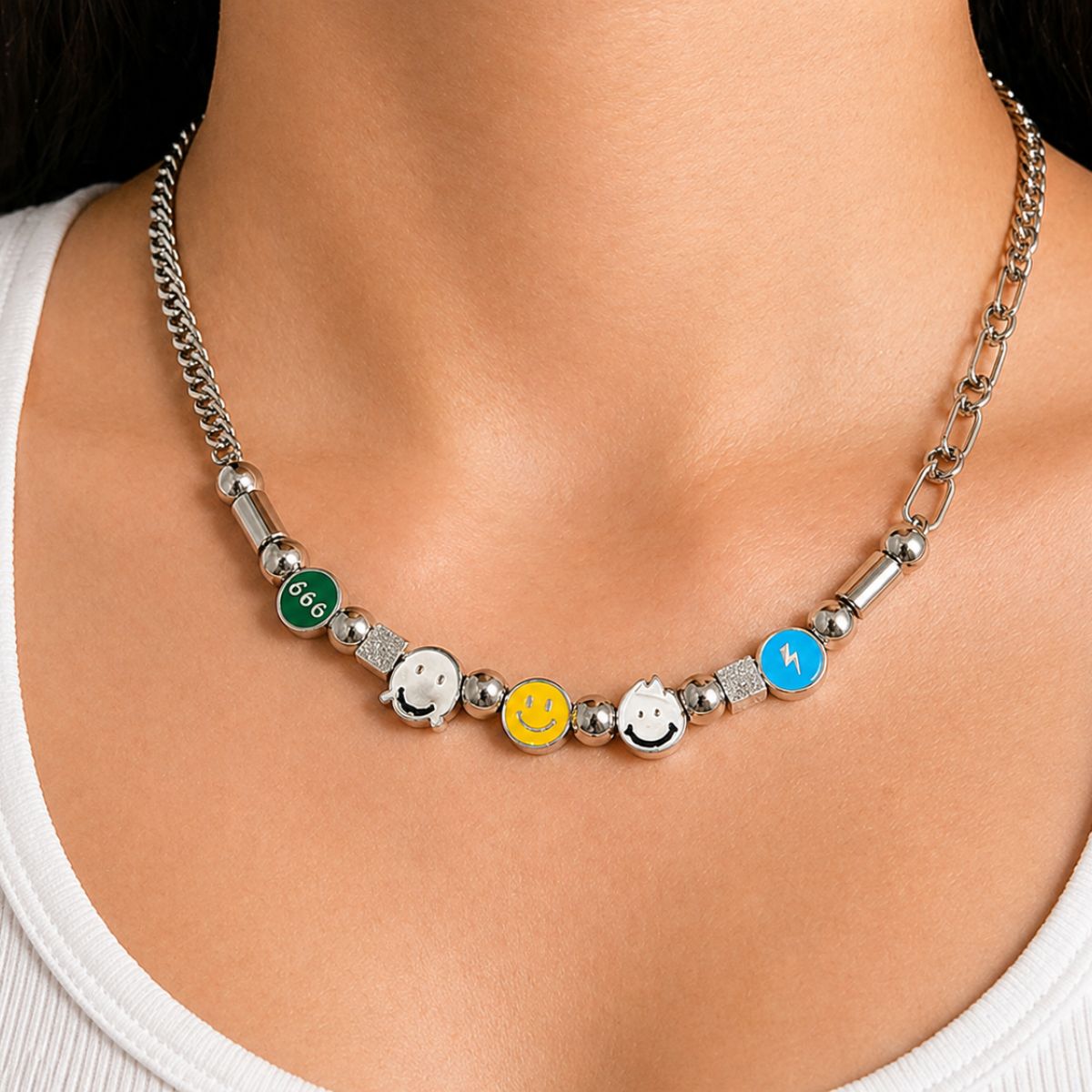 Metal Smiley Necklace