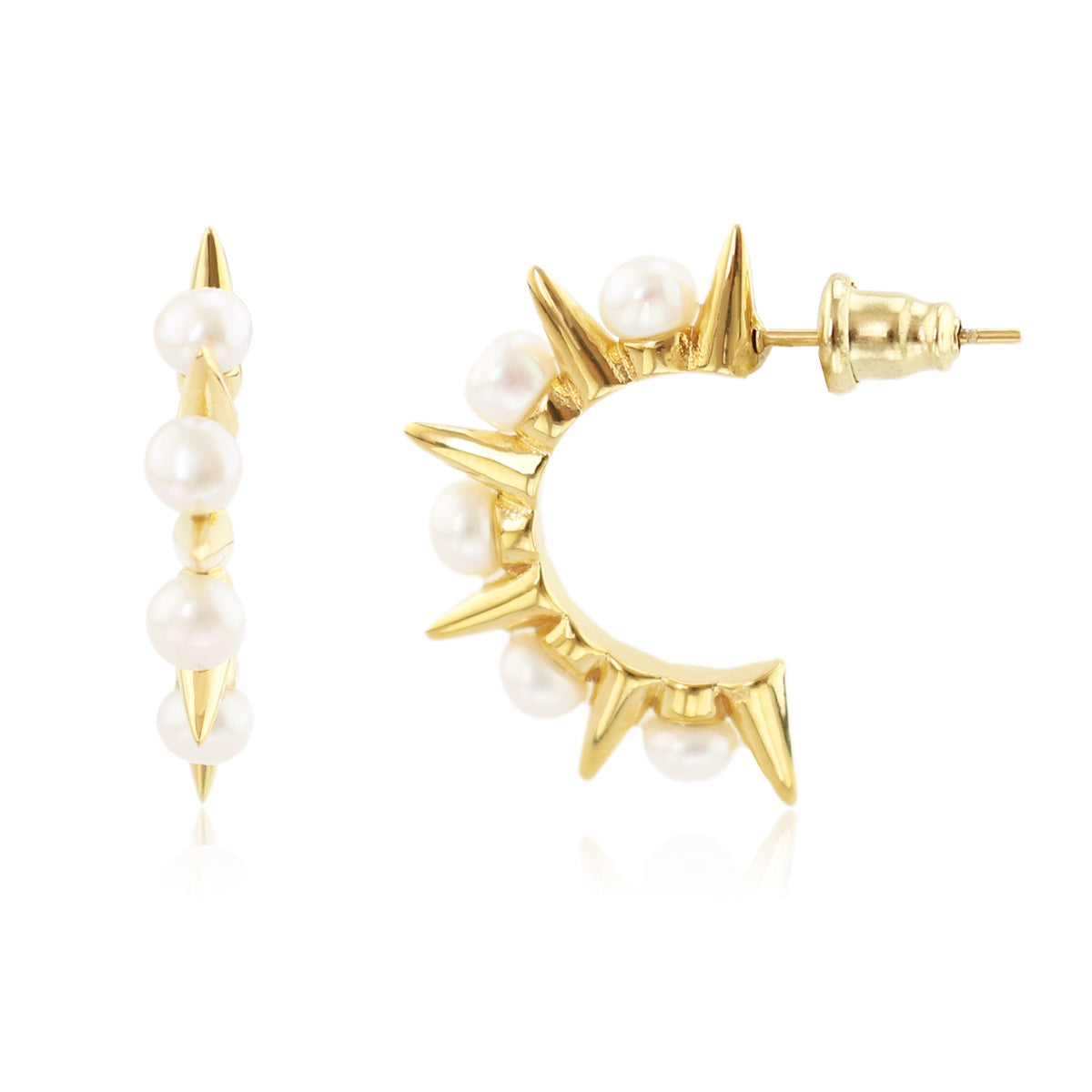 Spike and Pearl Hoop Earrings