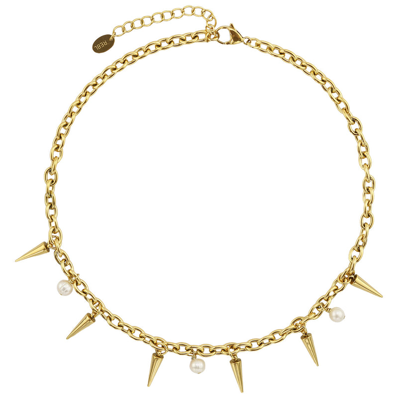Sage Spike and Pearl Necklace
