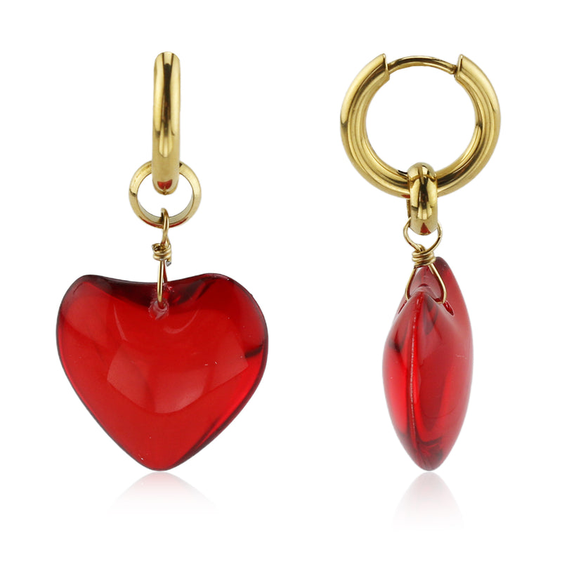 Glass Heart Earrings