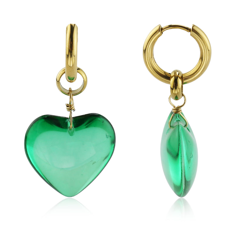 Glass Heart Earrings