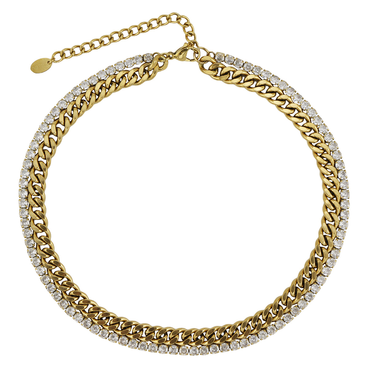 CZ and Stainless Steel Chain Necklace Set